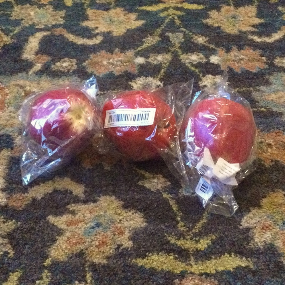 Three Artifical Fake lifelike red apples